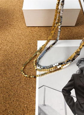 气质钛钢串珠保色项链