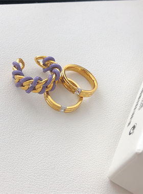 精致小众手工长春花蓝戒指