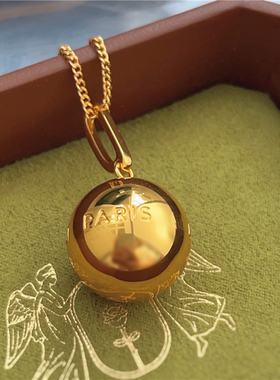 法式复古高级感轻奢小众圆球吊坠项链女百搭通勤气质精工锁骨链潮