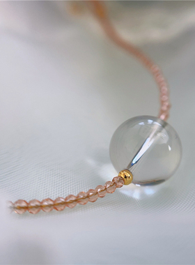 法式高级感轻奢小众14mm白水晶琉璃球项链女百搭通勤气质锁骨链潮