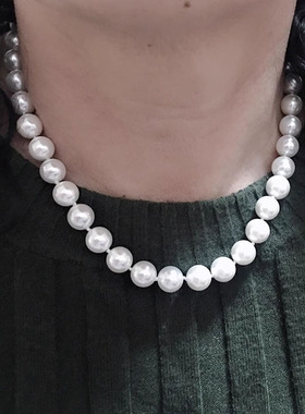 uirsaky白色母贝珍珠粉项链女款