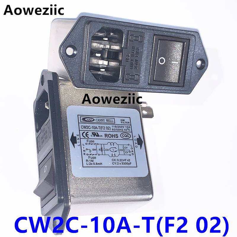 1个 CW2C-10A-T(F2 02) 三合一插座带开关双保险 EMI电源滤波器 - 图0