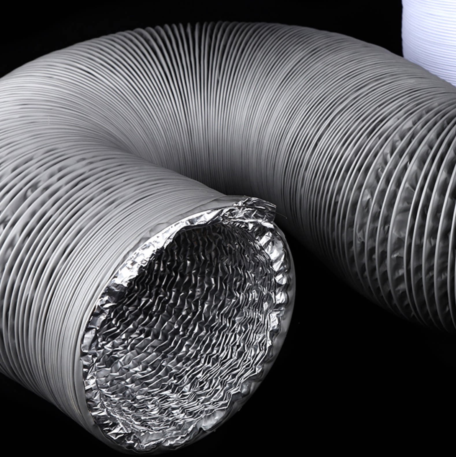 油烟机换气扇排风管新风管 灰色 Φ350×10m 空调pvc铝箔伸缩风管