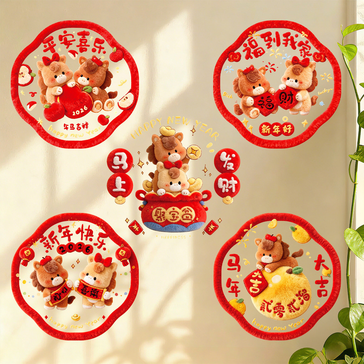 新年窗花2026新款马年窗贴静电贴春节过年生肖福字玻璃贴装饰,淘宝优惠券,粉丝福利购,淘宝优惠卷