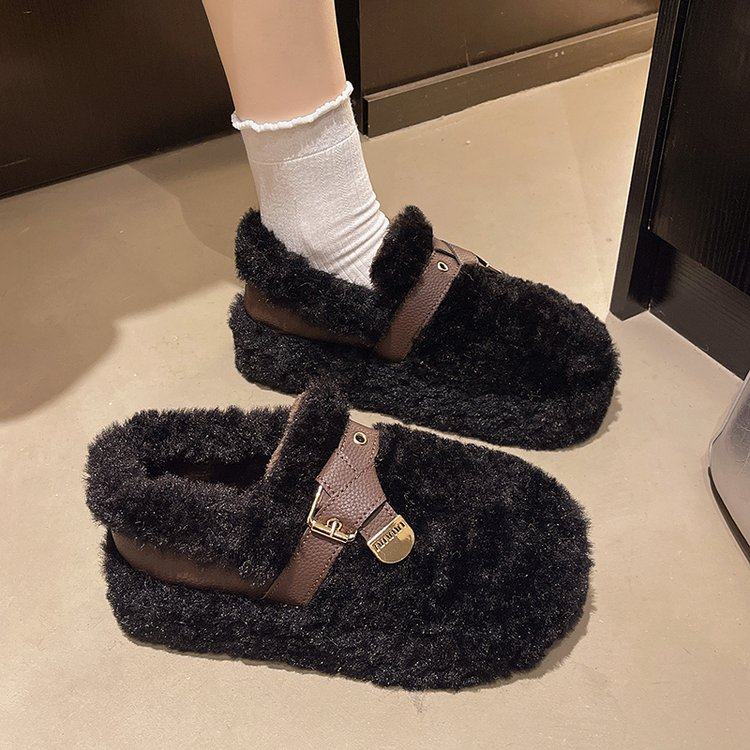 法式高级感厚底毛毛鞋女外穿2025新款冬季加绒保暖雪地靴豆豆棉鞋,淘宝优惠券,粉丝福利购,淘宝优惠卷