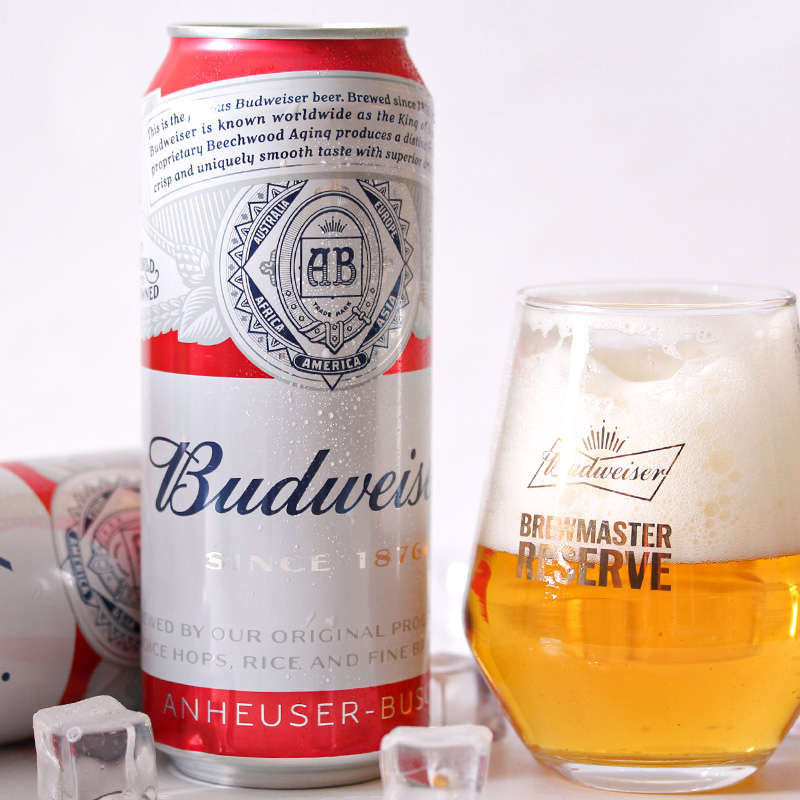 Budweiser/百威啤酒330ml整箱24听醇正拉罐装 红罐经典精酿小麦 - 图0