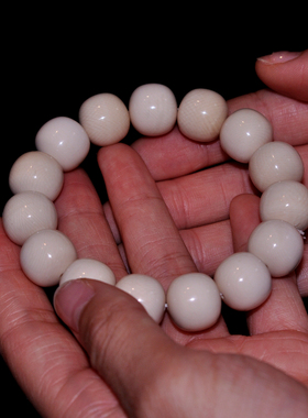 天然保真猛犸象牙手串5A级果冻原色满纹桶珠手链情侣男女文玩礼品