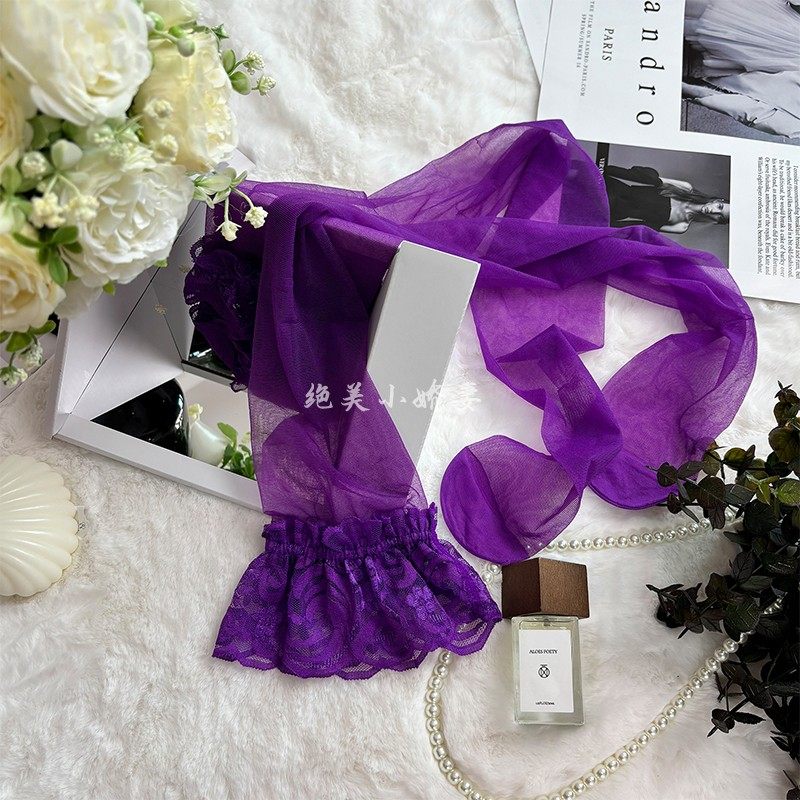 绝美小娇妻:夜色娇喘*蕾丝性感内衣睡衣连体衣绑带紫色 - 图3