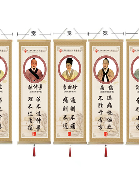 医圣张仲景药圣孙思邈画像古代中医名医人物养生馆卷轴挂画诊所画