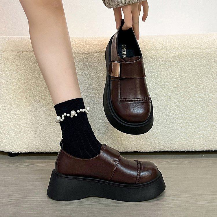 软牛皮~英伦风小皮鞋女2026春秋新款厚底复古乐福鞋百搭jk单鞋子,淘宝优惠券,粉丝福利购,淘宝优惠卷