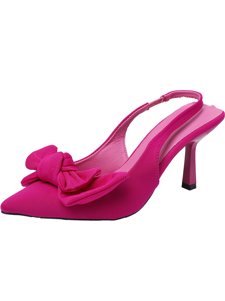 名媛时装凉鞋女2025年春夏季新款细跟黑色蝴蝶结尖头纯色超高跟鞋,淘宝优惠券,粉丝福利购,淘宝优惠卷