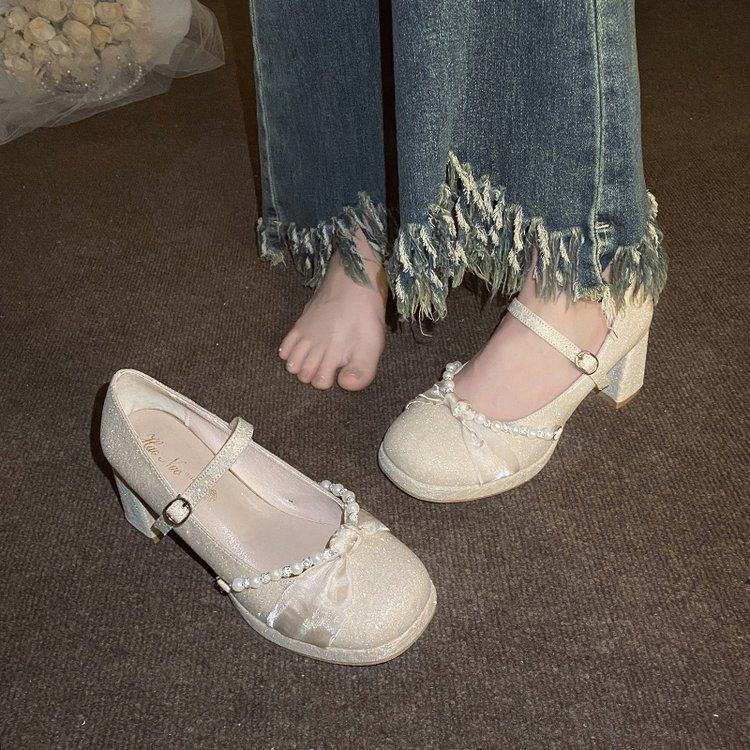 玛丽珍高跟鞋女配裙子绝美粗跟成人礼禾秀婚纱两穿伴娘新娘订婚鞋,淘宝优惠券,粉丝福利购,淘宝优惠卷