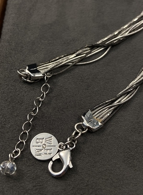 老货WHBM黑灰混色长流苏毛衣链