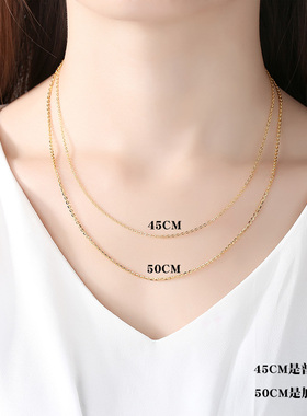 加粗纯银女士长款黄金色毛衣链