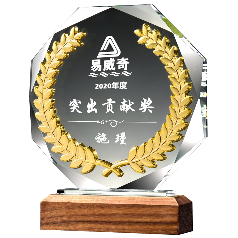 水晶奖杯定制奖牌定做创意高档大气优秀员工授权牌匾玻璃奖座刻字_虎窝淘