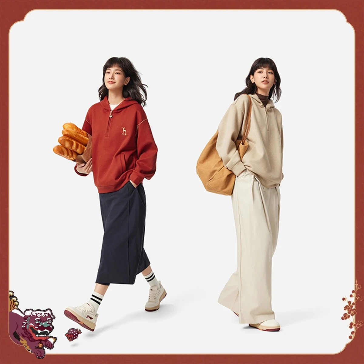 孙颖莎同款李宁中国文化故宫联名女上衣宽松套头连帽卫衣AWDVB40,淘宝优惠券,粉丝福利购,淘宝优惠卷