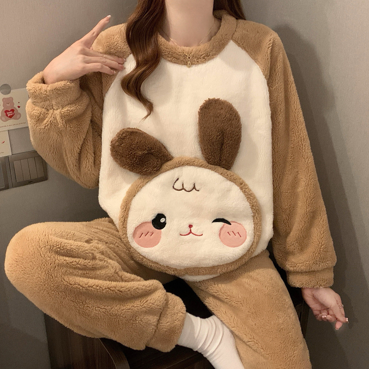 网红卡通可爱风法兰绒睡衣女2025新款秋冬季保暖珊瑚绒家居服套装,淘宝优惠券,粉丝福利购,淘宝优惠卷