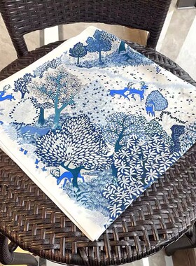 蓝本自然真丝双绉丝巾65cm