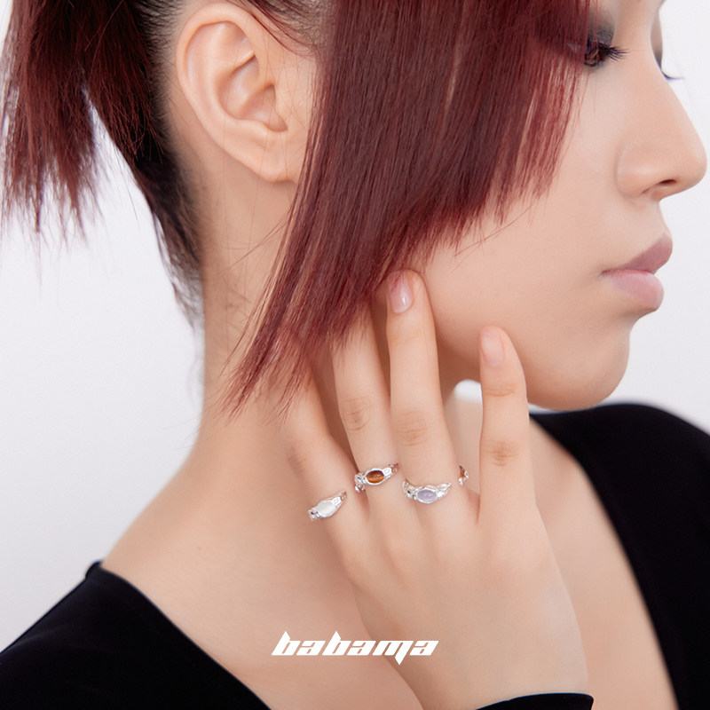 babama猫眼石情侣男潮小众设计对戒 babama戒指/指环