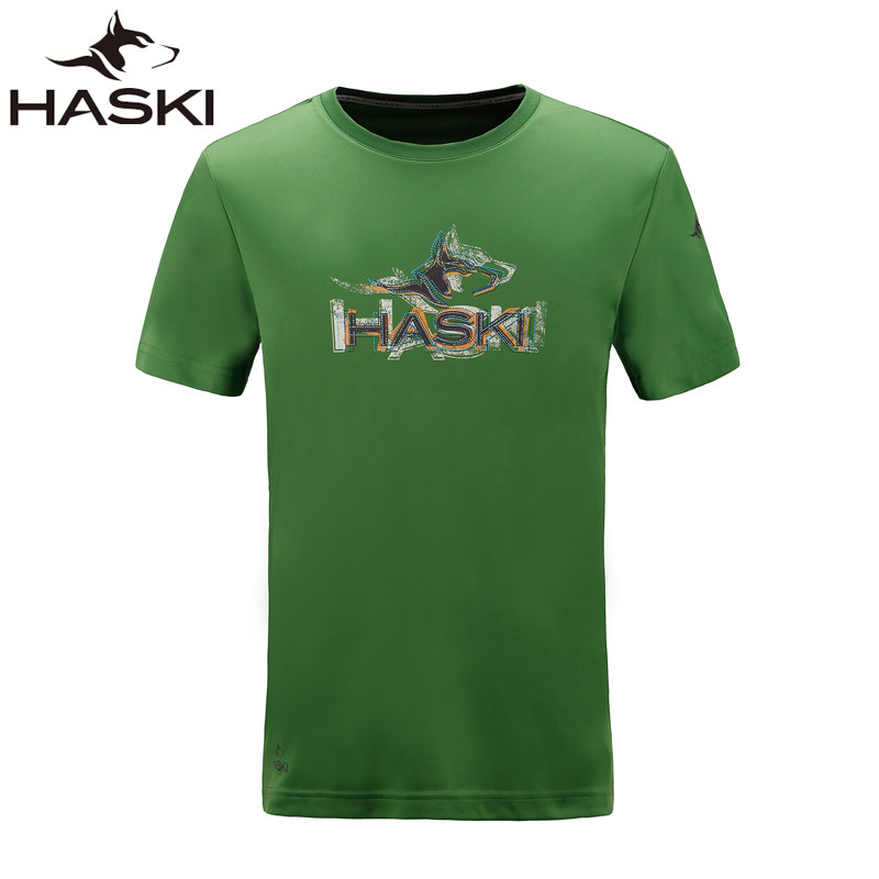 HASKI/哈時戶外短袖T恤 春夏圓領印花輕薄透氣運動速幹跑步男t恤