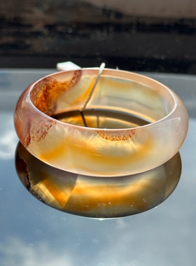 纯天然精品高冰起荧光飘彩色朱砂玛瑙手镯口径54mm包邮