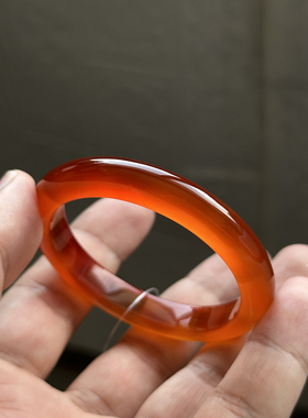 纯天然精品高冰强荧光红玛瑙手镯口径50.3mm包邮