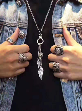 印第安摩托银饰戒指头像徽章