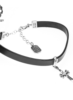 KING BABY短剑挂坠皮颈链925银choker项圈摇滚时尚潮流气质欧美