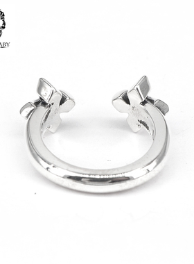 KING BABY心灵蜕变MB十字架开口戒指925银哥特摇滚时尚潮流女礼物