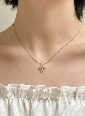 鸢尾花s925银项链小众高级锁骨链