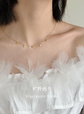 Vögel「满天星」s925纯银颈链配饰女亮片叠搭锁骨链金色星星项链