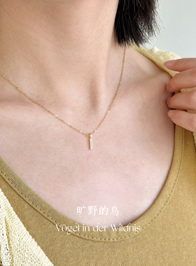 Vögel「一字」吊坠s925纯银气质轻奢小众高级感素链极细锁骨项链