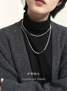 双层珍珠项链法式小米珠毛衣链