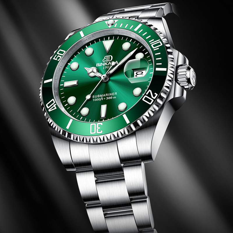 binkada/宾卡达全自动机械手表男时尚商务绿水鬼