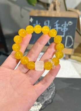 春日樱夏季新款天然黄玛瑙手工串珠手串小众设计高级感显白送闺蜜