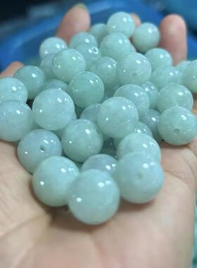 天然翡翠散珠a货缅甸冰种玉珠子diy饰品配件女男手链项链圆珠
