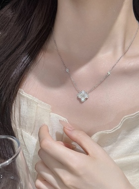 迪士尼925银四叶草项链女轻奢
