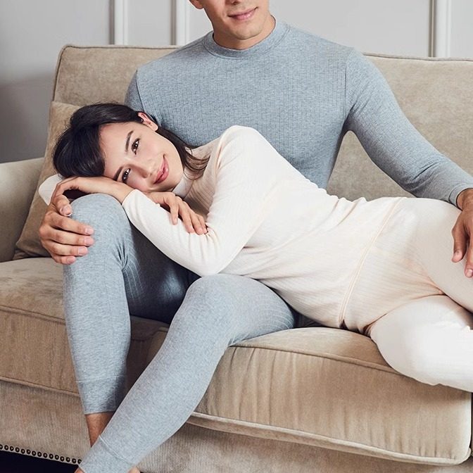 三枪内衣女秋冬半高领100%纯棉薄款男秋衣秋裤抽条全棉打底衫套装,淘宝优惠券,粉丝福利购,淘宝优惠卷