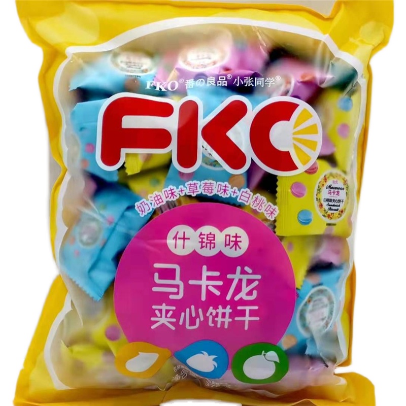 FKO马卡龙夹心饼干什锦味 376g发4袋包邮 奶油味草莓味白桃味 - 图3