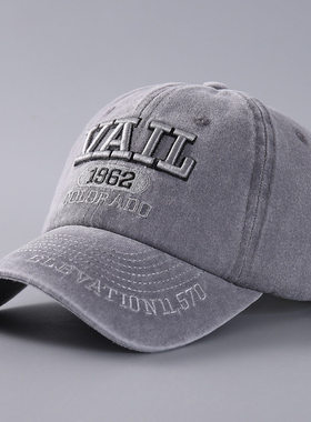 复古牛仔水洗做旧刺绣棒球帽