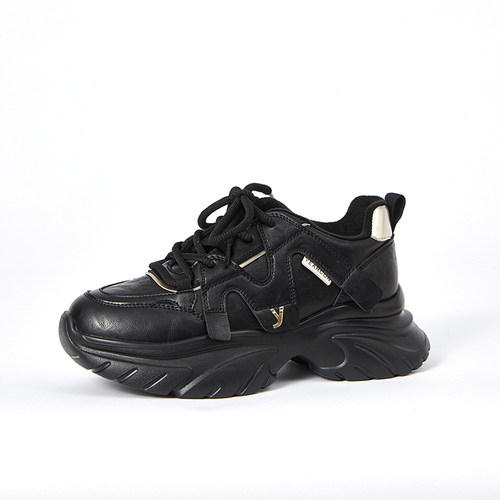 意尔康老爹鞋女款2024新款加绒保暖真皮厚底休闲鞋全皮面潮07243M - 图3