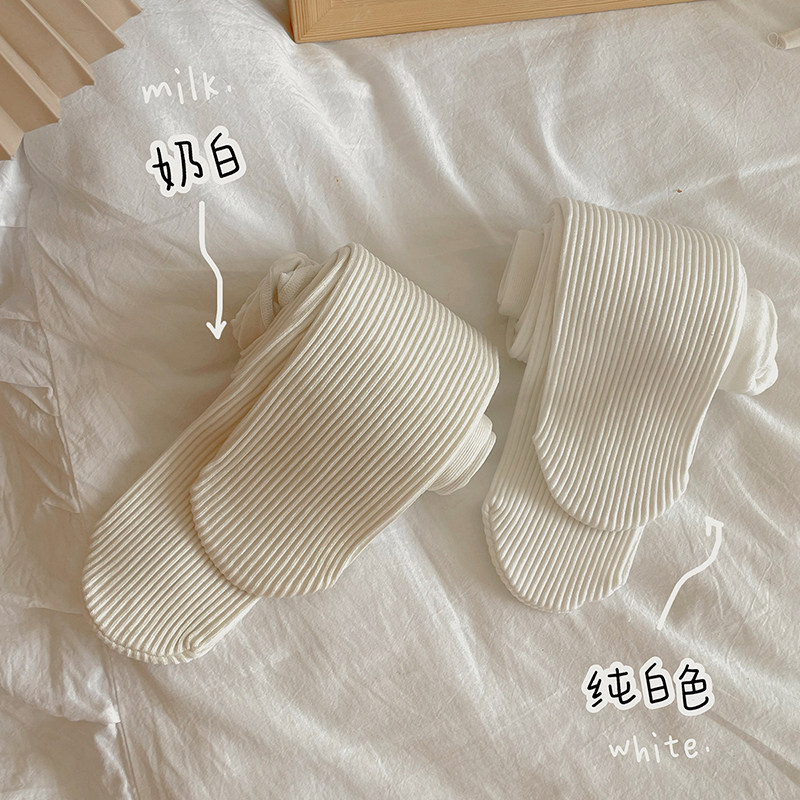 日韩系复古少女洛丽塔奶白燕麦色罗马纹棉质粗条纹打底连裤袜美腿,淘宝优惠券,粉丝福利购,淘宝优惠卷