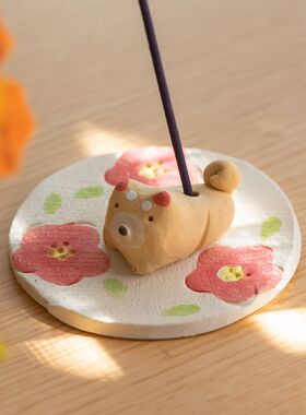 日本濑户烧陶瓷猫狗香薰石