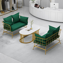 Multi-person grey sofa Living room Buyi Clothing Store Tea Table Combination Brief Modern Double Light Lavish Milk Tea Shop Cassette