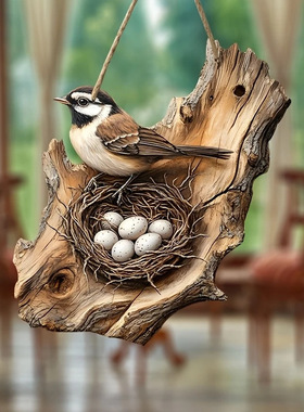 复古木质鸟形标牌壁装饰品挂件