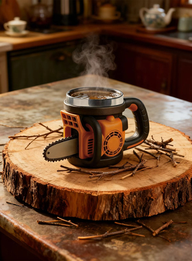 电锯杯不锈钢内胆装饰杯摆件