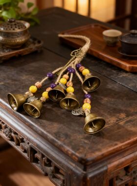 木珠手工编织铃铛门把手装饰