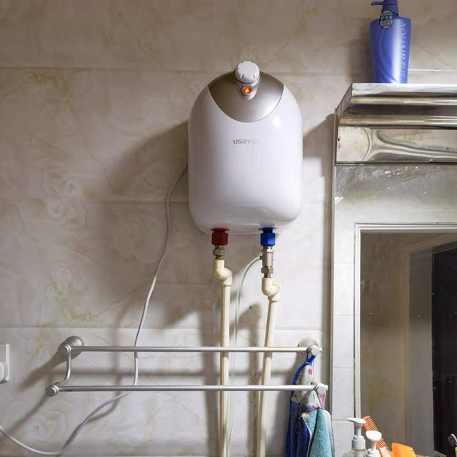 Suitable for Ashley Denton kitchen treasure household water storage type instant heating 5L lower water outlet red and blue anti-electricity wall inlet and outlet water pipe