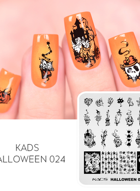 KADS 9月美甲印花模板 圣诞节万圣节奇遇 小黑猫南瓜灯 冰雪彩结