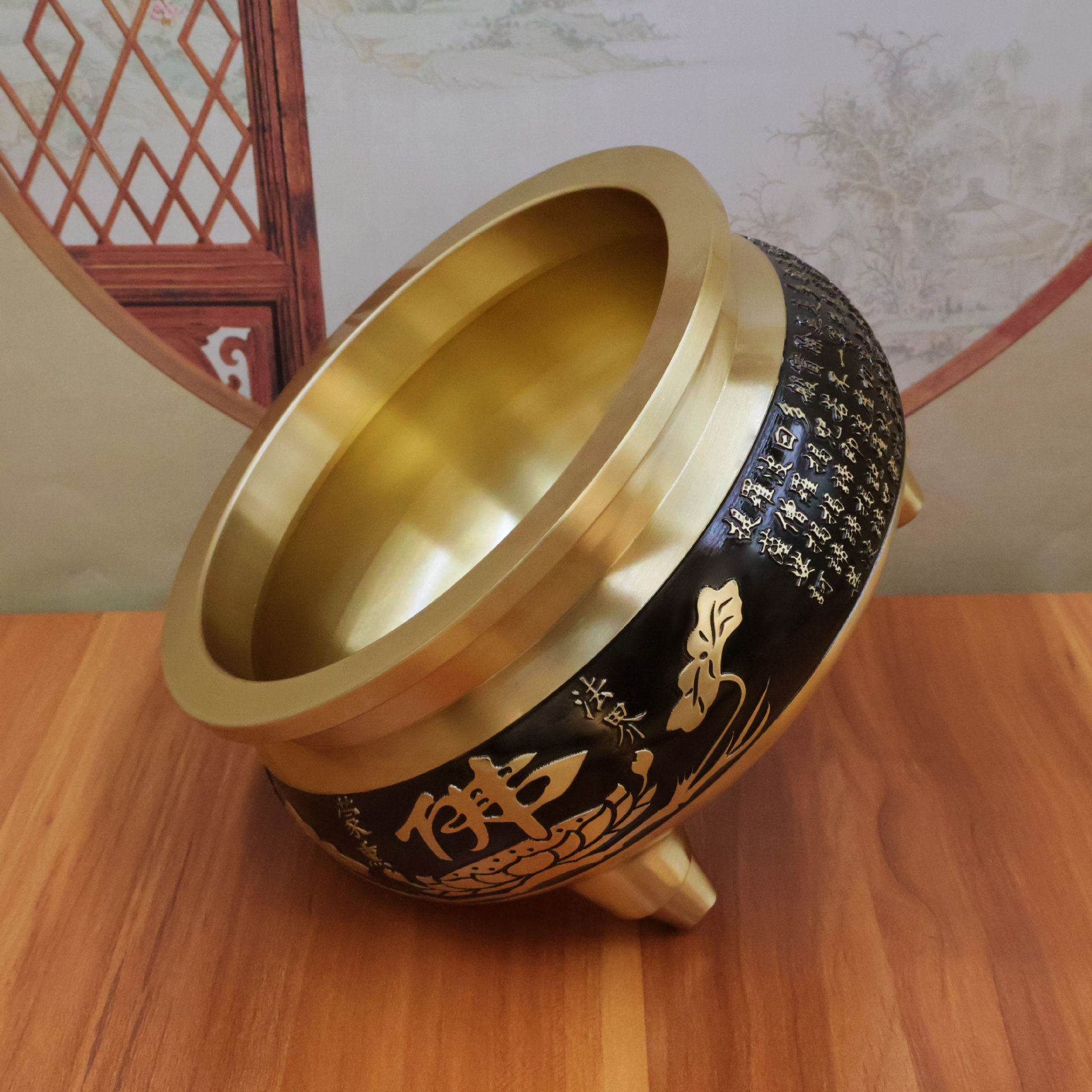 黄铜香炉家用室内插香炉供奉招财黄铜香薰炉佛前佛具烧香上香铜炉 - 图0